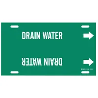 Pipe Marker: Drain Water, Green, White, Fits 10 to 15 in Pipe O.D., 1 Pipe Markers, With Arrows (MPN 4176-H)