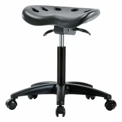 Polyurethane Lab Stool, 19" to 26-1/2" Height, 17" Seat Width, 14" Seat Depth, Fiberglass Base, 5 Casters