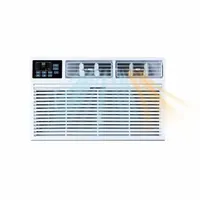 Residential-grade through-the-wall air conditioner for cooling and heating. Operates at 230V AC, 12,000 BTU, with a CEER rating of 9.6. Fixed chassis with NEMA 6-20P plug. Suitable for spaces where a window unit is not feasible