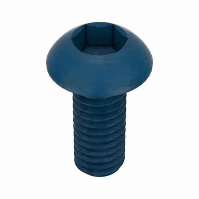 METRIC BLUE Socket Head Cap Screw: M4x0.70 Thread Size, 10 mm Lg, Button, Blue Phosphate - Button Head Socket Cap Screws