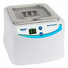 Stainless steel heated water bath with 2 L capacity, digital display, and programmable controls. Operates on 115/230V AC, reaches up to 100°C, and maintains temperature accuracy within ±0.2°C. Used in laboratories for sample incubation, thawing reagents, and warming media.