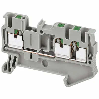 SCHNEIDER Terminal Block: DIN Rail Mounting Type, Push-In Wire Termination, 3 Wire Terminals - Pass-Through Blocks