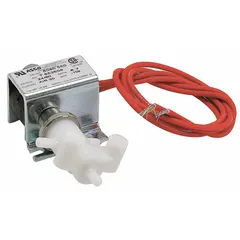 Solenoid air valve for controlling compressed air or gas flow in pneumatic circuits. Used in HVACR systems, industrial automation, and refrigeration equipment for on/off switching of air flow.