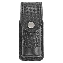 The HEROS PRIDE Pepper Spray Holster (MPN 1458WN) is constructed from synthetic leather with a snap closure. It is designed to securely hold standard pepper spray canisters for personal defense. This holster provides a practical carry solution for security personnel, law enforcement, or individuals needing quick access to self-defense equipment.