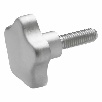 JW WINCO Hand Knobs; Star Knobs: 5 Point, Stainless Steel, 5/16"-18 Thread - Corrosion-Resistant 5-Arm Knobs with Threaded Stud