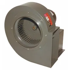 Direct-drive blower with 9-inch wheel diameter, includes drive pack. 1 hp, 115/208-230V AC, single-phase open motor with clockwise rotation. Used for industrial ventilation, exhaust, and air movement in commercial HVAC systems, manufacturing plants, and warehouses.