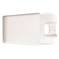This end cap secures the door shelf in place on compatible refrigerators and freezers. It prevents shelves from dislodging, maintaining organized storage and proper appliance function.
