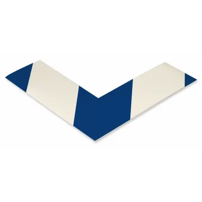MIGHTY-LINE Floor Marking Tape: L, Striped, Blue/White, No Legend, 2 in x 6 in, 50 mil Tape Thick - L-Shaped Floor Marking Tape