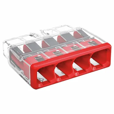 WAGO 2773-404/K000-0002 Push-In Connector, 4-Port, 20-12 AWG Solid, 32 A, 600 V - Push-In Connectors