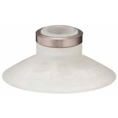 SMC Vacuum Pad: Flat with Ribs, w/o Adapter, 40 mm Pad Dia, Food Grade Silicone Rubber - Flat Type with Ribs Food-Safe Vacuum Pads
