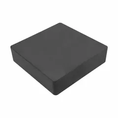 Block ceramic magnet measuring 4 inches long, 0.375 inches thick, and 4 inches wide, with a maximum pull force of 14 lbf. Suitable for holding, lifting, and positioning ferrous materials in industrial fixturing, separation, and assembly applications.