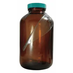Safety Coated Wide Mouth Round Glass Lab Bottles, 2.5 L, Amber, 70-400, 140 mm Dia, Pack of 4