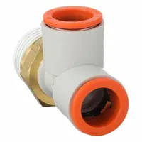 SMC Push-Fit Tee Fitting: 1/2 in Pipe x 1/2 in OD x 1/2 in OD Size, 53 13/16 mm Overall Lg, White (MPN KQ2Y13-37AS)