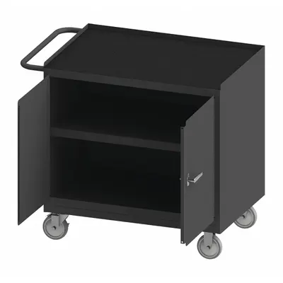 DURHAM MFG Mobile Cabinet Workbench: 36 in x 24 in, Rubber, 1,200 lb Overall Load Capacity - Mobile Cabinet Benches with Shelves