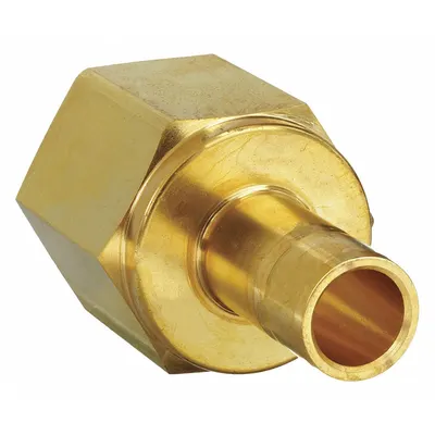 PARKER Compression Fitting Adapter: 1/4 in OD x 1/4 in Pipe Size, Compression x FNPT - Double-Ferrule Brass Compression Fittings