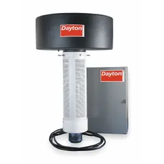 This Dayton fountain aerator is designed for water aeration and display in ponds, lakes, and decorative water features. It operates on 230V AC (nominal 230/240V AC) and delivers a maximum spray height of 30 ft and spray width of 30 ft. The unit includes a 100 ft power cord.