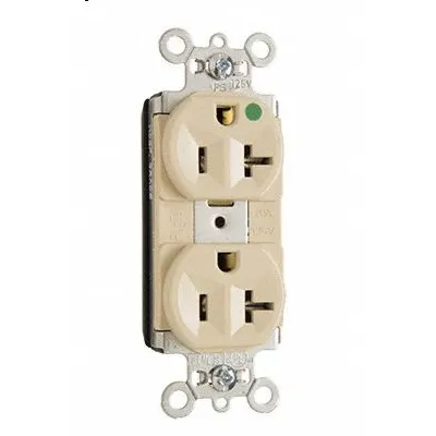 PASS & SEYMOUR Receptacle: Hospital Grade, Duplex, 5-20R, Ivory, 125V AC - General Purpose Receptacles