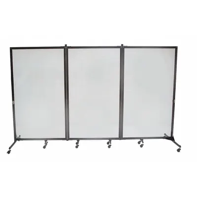 SCREENFLEX Room Divider: 3 Panels, Transparent, Clear Panel, 74 in Overall Ht - Plastic Portable Room Dividers