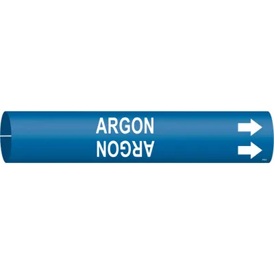 BRADY Pipe Marker: Argon, Blue, White, Fits 2 1/2 to 3 7/8 in Pipe O.D., 1 Pipe Markers - Argon Snap-On Pipe Markers