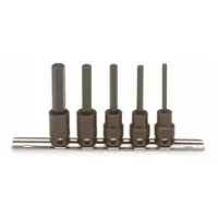 PROTO Impact Socket Bit Set: Metric, 3/8 in Drive Size, 5 Pieces, Fixed Insert, Hex Tip (MPN J72252)