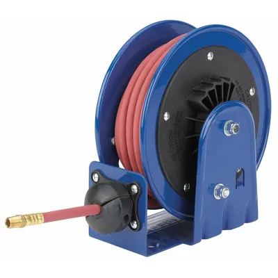COXREELS Spring Return Hose Reel: 20 ft (3/8 in I.D.), 3/8 in MNPT, 300 psi Max Op Pressure - Lightweight Air or Water Spring-Return Hose Reels