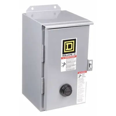 SQUARE D Magnetic Motor Starter: Non-Reversing, 3 Poles, NEMA Size 0, 18 A - Enclosed Non-Reversing Starters with Thermal Overloads