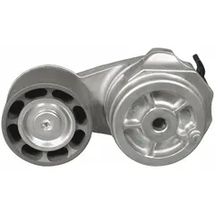 The DAYCO 89444 is a heavy-duty self-adjusting belt tensioner with a single pulley. It automatically maintains proper belt tension to reduce slippage and wear in engine accessory drive systems. Suitable for automotive and industrial engine applications.