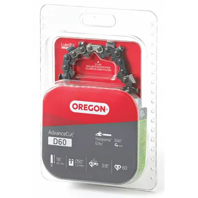 OREGON Chainsaw Chain: 16 in Compatible Bar Lg, 3/8 in, 0.05 in Gauge, 60 Links
