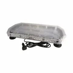 This LED mini light bar features SAE J845 Class 1 certification for high-visibility warning applications. It has a magnetic mount for temporary attachment and a plug-in electrical connection. The unit offers 8 selectable flash patterns and is removable for storage or transfer between vehicles.
