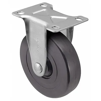 COLSON Plate Caster: Rigid, No Brake, Rubber, 4 in Wheel Dia., 1 in Wheel Wd - General-Purpose NSF-Listed Sanitary Plate Casters