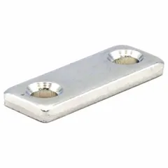 Magnetic push-to-close catch with pull opening action. Plastic construction. Height 7/16 in, width 1 3/4 in. Used to hold cabinet doors, panels, or enclosures closed in industrial applications.