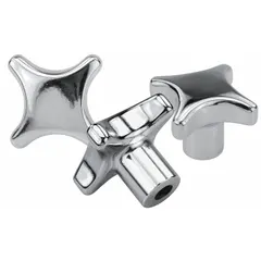 This 4-arm knob is made of stainless steel for corrosion resistance. It has a 32 mm diameter, a 6 mm unthreaded hole, and a 12 mm hole depth. Commonly used as a manual adjustment or clamping component on machinery, jigs, and fixtures.