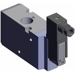 Three-way, two-position solenoid valve from the VP700 Series. Single solenoid, normally closed, with female 1/2 NPT connection. Operates on 24V DC for pneumatic actuator control in industrial automation systems.