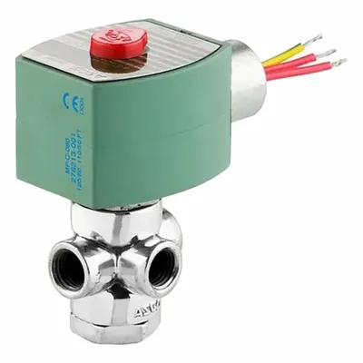 ASCO Solenoid Valve: 3-Way, Normally Closed, 1/8 in Pipe Size, 24V AC, Watertight - 3-Way/2-Position, Normally Closed Solenoid Valves