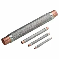 This Parker vibration absorber reduces mechanical vibration and noise in HVAC, refrigeration, and industrial piping systems. It features a 2-1/8" sweat connection, 20-1/2" overall length, stainless steel braid, and copper connection material. The absorber protects compressors, pumps, and other equipment from stress caused by line vibration.