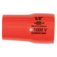 WIHA Insulated Socket: 3/8 in Drive Size, 11/16 in Socket Size, 1 1/8 in Overall Lg, 12-Point, Std (MPN 31436)