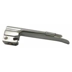 Reusable stainless steel laryngoscope blade in Miller style, size 1, with standard illumination. Overall length 4 inches, width 3/8 inches, silver finish. Used in medical intubation to lift the epiglottis and visualize the airway.