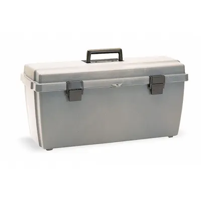 FLAMBEAU Tool Box: 20 1/4 in W 8 7/8 in D 8 7/8 in H, Plastic, Gray, Hinged Lid - Plastic Tool Boxes