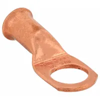 WESTWARD Lug: Crimpable Side Terminal, Crimp/Solder, Copper, 6 ga, 3/8 in Stud Size, Straight