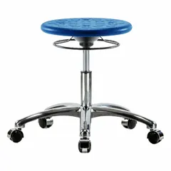 APPROVED VENDOR Polyurethane Lab Stool, Blue, 13 in Seat, Height Adjustable 16 1/4 to 21 1/2 in