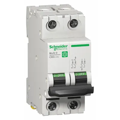 SCHNEIDER Supplementary Protector: 3 A Amps, 500V DC, 5kA at 250V DC, Screw Clamp - DC-Only Rated, 2-Pole UL1077 DIN Rail-Mount Supplementary Protectors