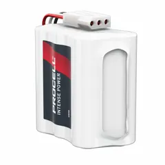 9V DC battery pack with 3,112 mAh capacity. Measures 2.25 inches in height and width. Fits KABA ILCO models 01070, 502238, 50225, and 700. Cross-references to 884950, HTL-2, PMI7000, and UNICAN. Used in electronic access control and door locking systems.