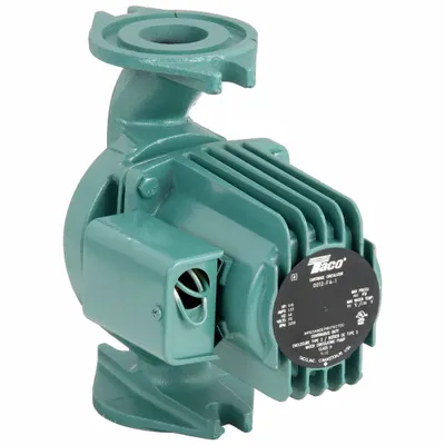 TACO Hydronic Circulating Pump: 1/8 hp HP, 115V AC, Cast Iron, 1, 52 gpm, 15 ft Max. Head - General-Purpose Inline Circulator Pumps