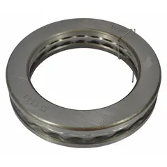 This steel bearing with a silver finish is a replacement part for pallet jacks, specifically designed for use with model 4YX97. It supports the load wheels to enable smooth movement and maneuverability in material handling applications.