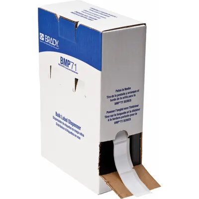 BRADY Pre-Cut Label Stock Roll: 1 in x 2 in, 2 in x 2 in, Polyester, White (Gloss) - Brady Precut Label Rolls