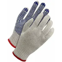 These BDG knit gloves are made of a cotton/polyester blend in gray, size S. The PVC coating provides grip and abrasion resistance in dry conditions. Suitable for general-purpose hand protection in light assembly, material handling, and maintenance tasks