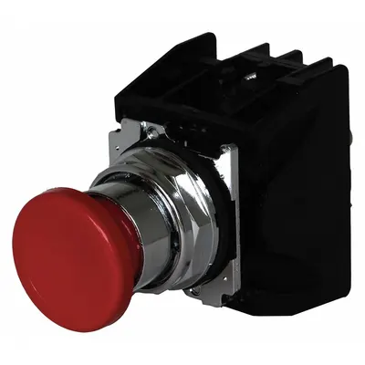 EATON Hazardous Location Push Button: 30 mm, Metallic, Mushroom Head Profile - Mushroom-Head Push Buttons