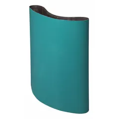 Zirconia alumina sanding belt with 120 grit on a YF weight polyester backing, designed for grinding and finishing all metals. Measures 37 inches wide by 75 inches long. Suitable for metal fabrication, welding, and maintenance applications.