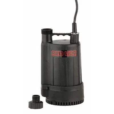 RED LION Plug-In Utility Pump: 1/6 hp, 1/8 in Max. Dia. Solids, Continuous Duty - Light-Duty Submersible Electric-Operated Utility Pumps