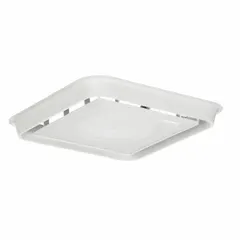 This grille assembly is designed for use in HVACR ventilation systems to cover fan or exhaust openings. It provides a finished appearance while directing airflow and preventing debris entry. Compatible with manufacturer part number 663-D.
